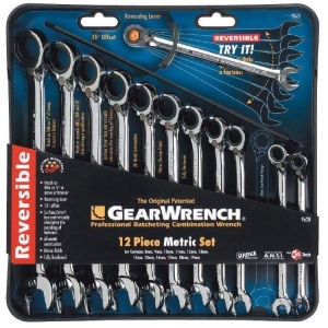GearWrench 9620 Ratcheting Combination Spanner Set reversible metric 12 Pieces